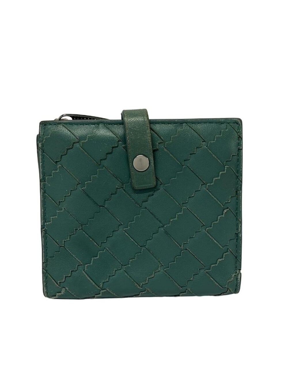 Bottega Veneta Bifold Wallet Intrecciato Zigzag Blue Green Leather